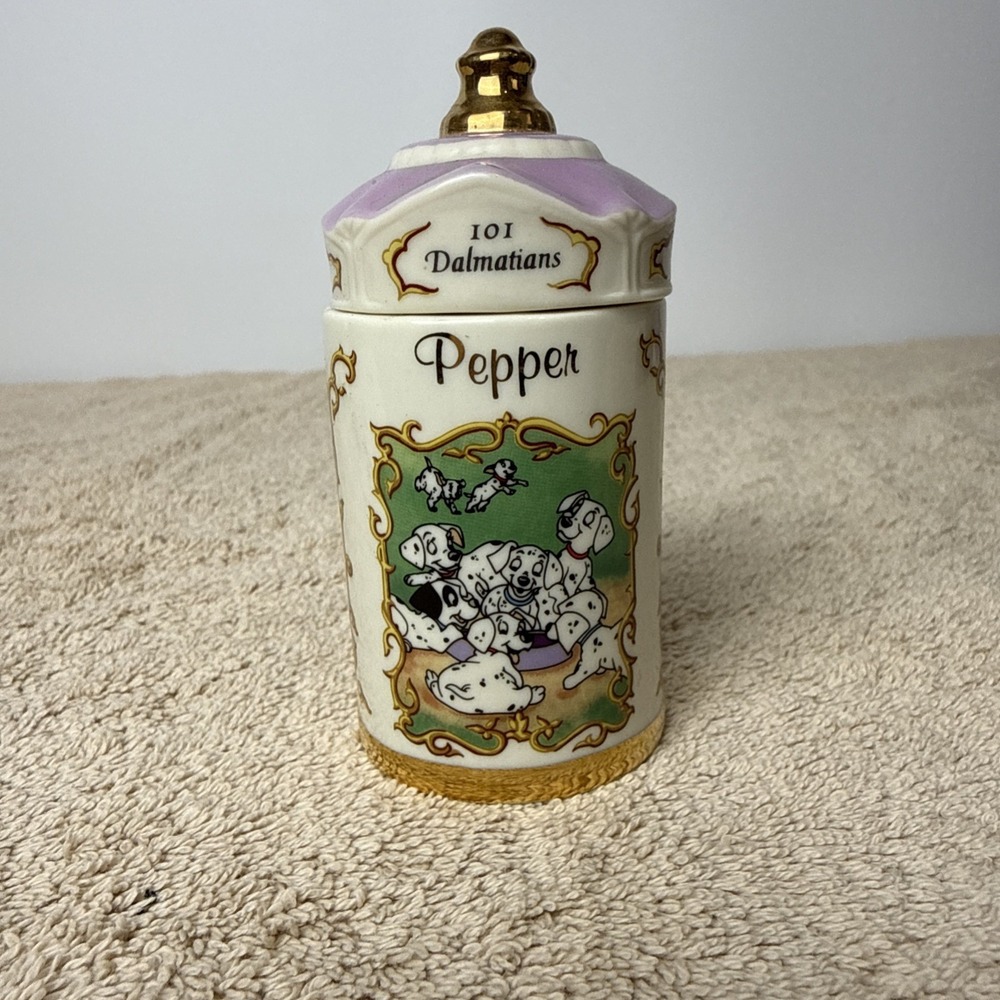 Lenox Walt Disney Spice Jar – 101 Dalmatians – Pepper – Fine Porcelain – 1995